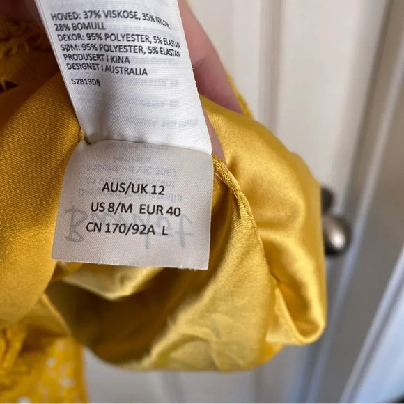 BARDOT Corset Lace Midi Dress Mustard Yellow Size 8 Medium - Picture 9 of 11